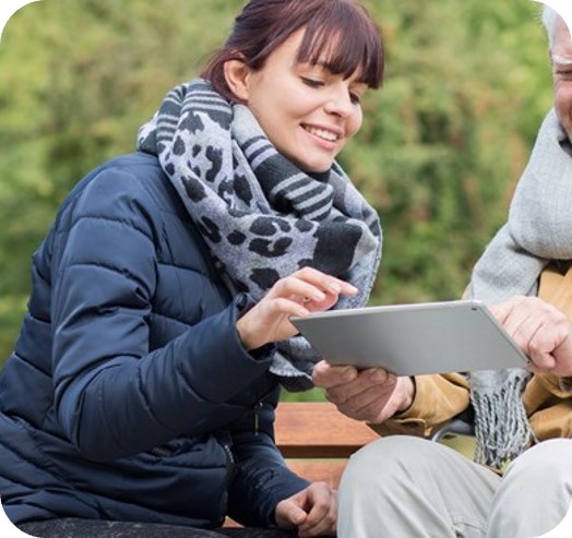 a person using a tablet