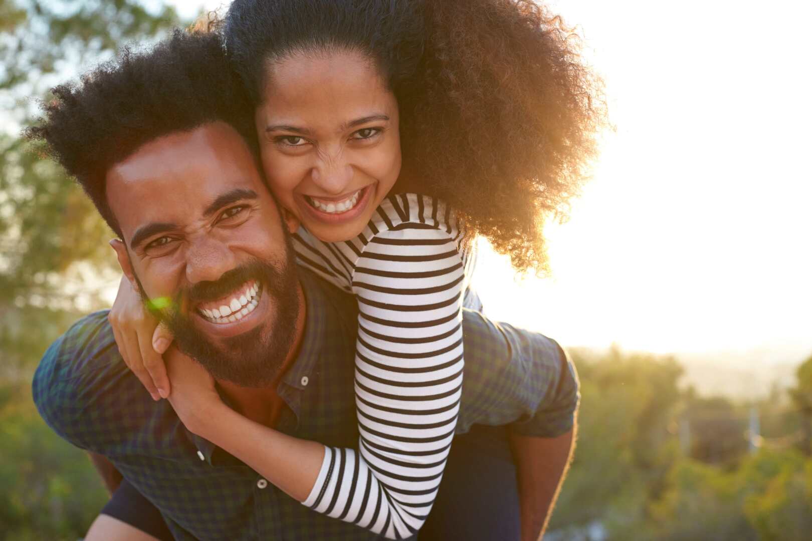 a man and woman embracing