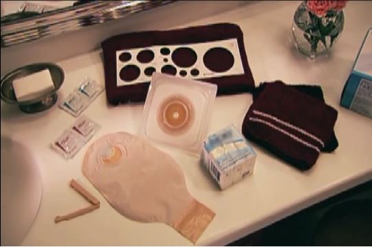 a table with ostomy products