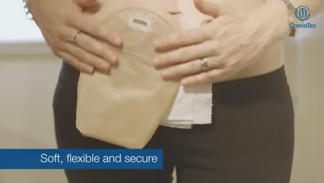 a person with an ostomy pouch