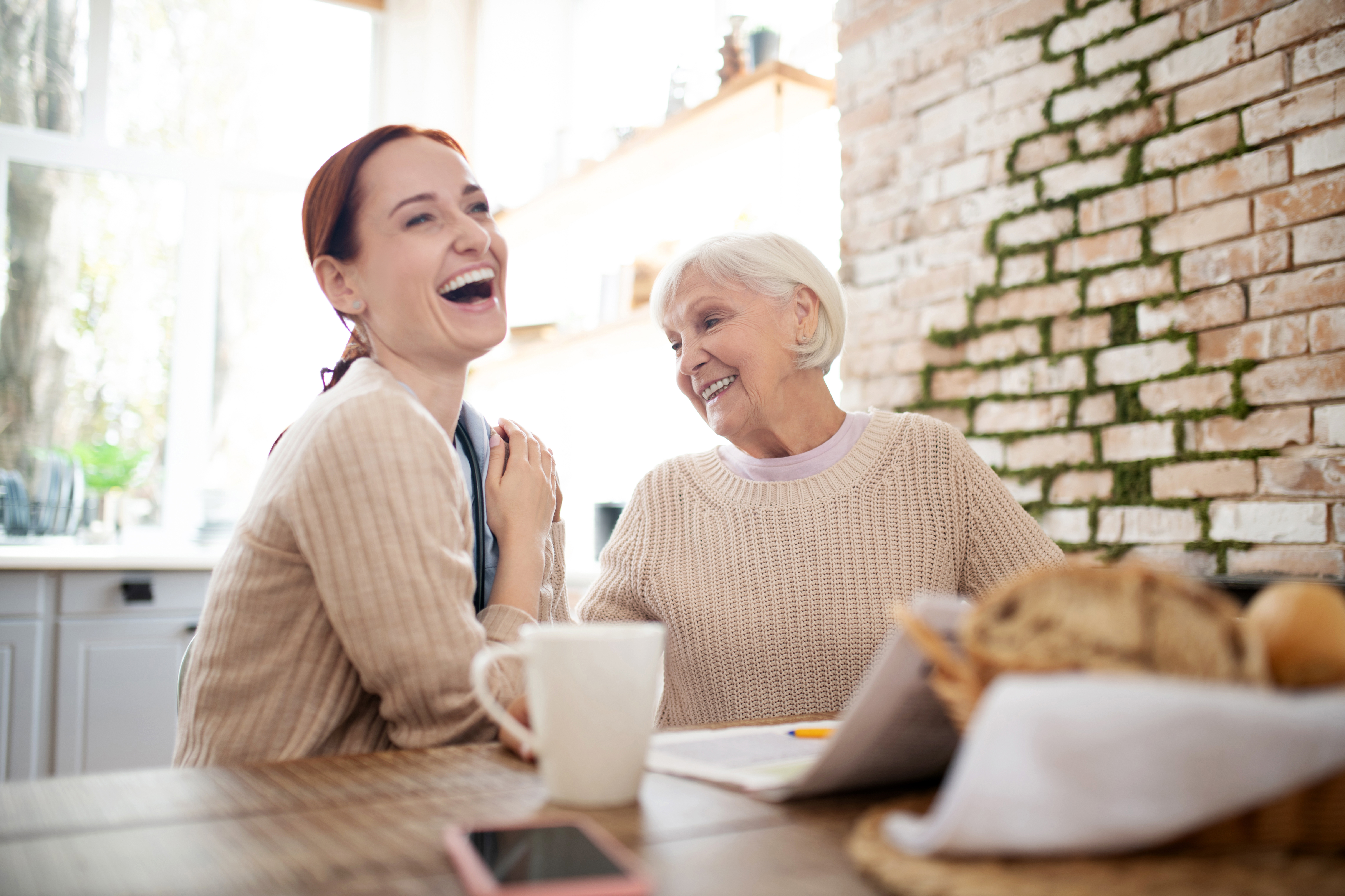 two women smiling