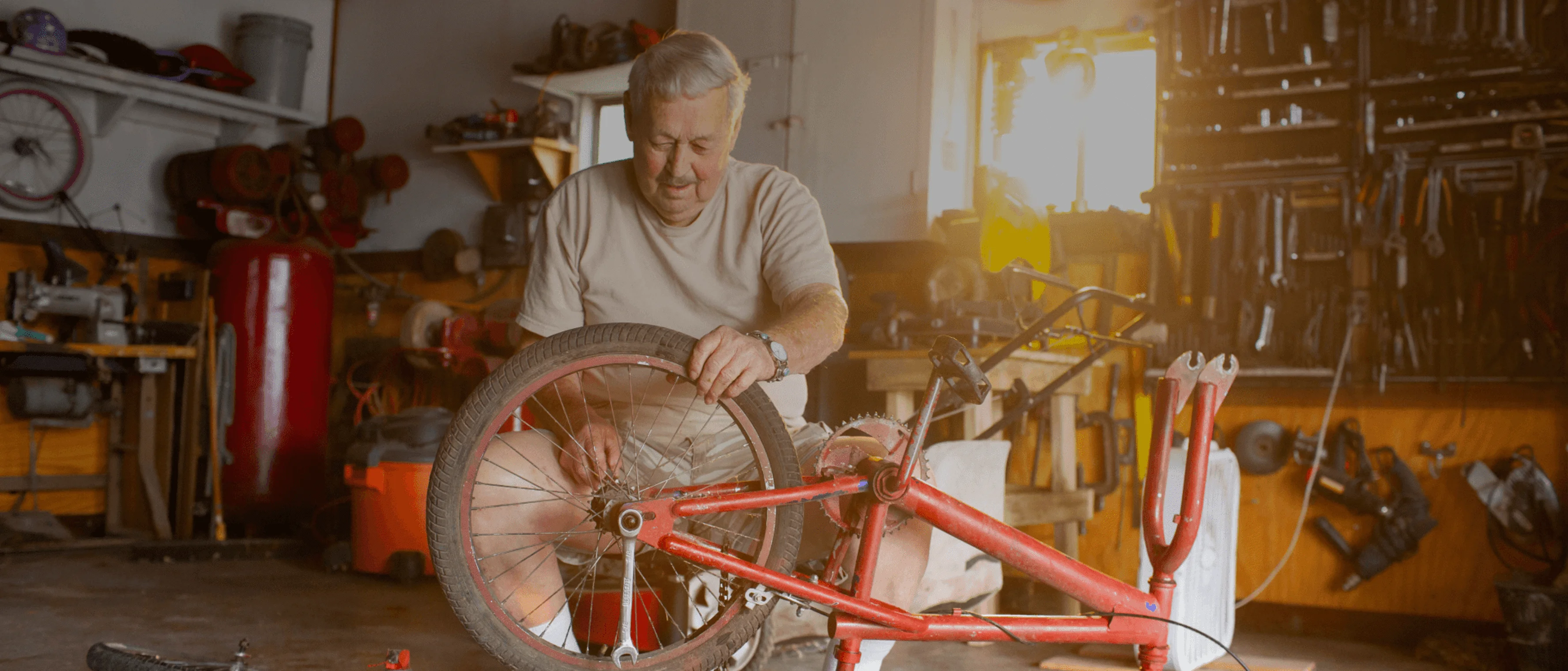 a person working on a bicycle