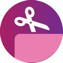 a purple circle with a white symbol