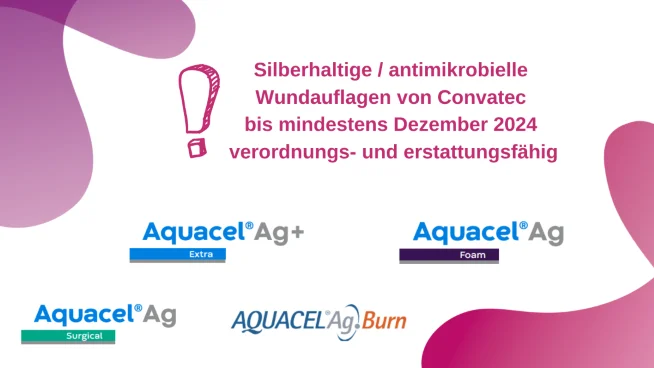 Antimikrobielle und silberhaltige Convatec-Wundprodukte bis Dezember 2024 erstattungsfähig 