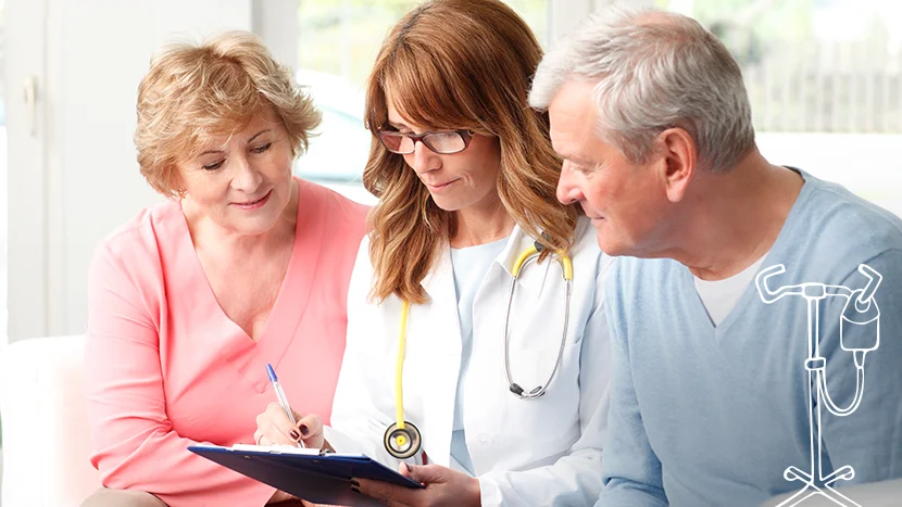 a doctor with a man and a woman