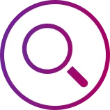 Magnifying glass in circle on white background